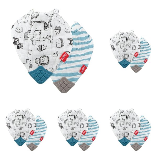 Nuby 100% Natural Cotton Muslin Bib, Zoo