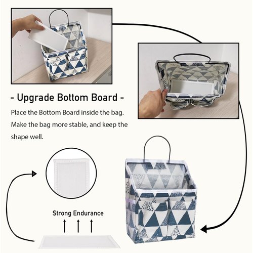 Kanrichu 2pcs Small Wall Hanging Organizer Bag, Linen Fabric Door Hanging Storage Basket with Pockets, Waterproof Bin for Kitchen, Bedroom, Office, RV Camper (Triangle)