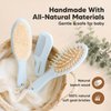 Baby Hair Brush and Comb Set for Newborn - Wooden Baby Hair Brush Set with Soft Goat Bristle, Baby Brush Set for Newborns, Baby Brush and Comb Set Girl, Boy, Toddler Cradle Cap Brush (Oval, Frost)