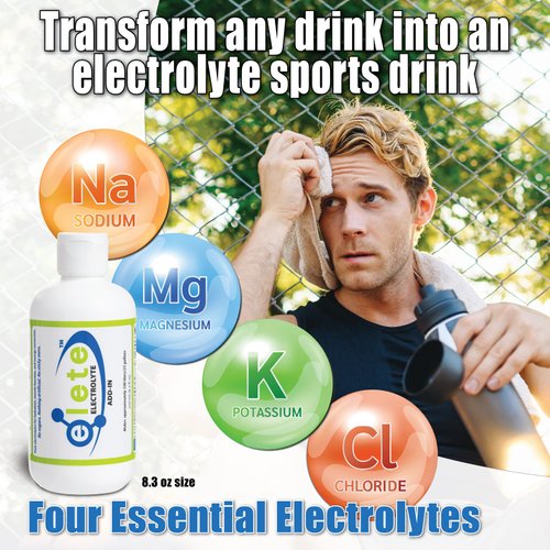 elete Electrolyte Add-in Hydration Drops | Sodium, Magnesium, Potassium & Trace Minerals | Unflavored, All Natural | Leg and Muscle Cramp Relief | Transform Any Drink into a Sports Drink, 8.3oz