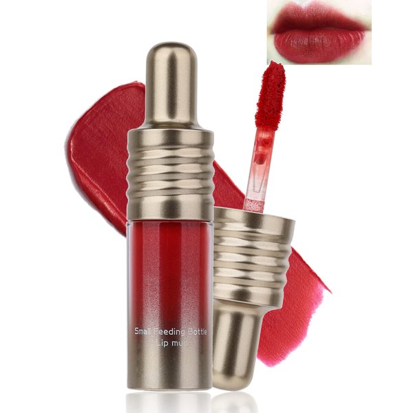 Velvet Lip Mud Tinted, Matte Lip Cream Lip Gloss, Velvet Matte Finish, Blendable High-Pigmentation Silky Creamy Texture, Lightweight, Soft, Moisturizing, Korean Lipstick Makeup Gift for Women Girl-#02