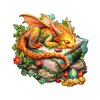 Wooden Puzzles for Adults, Sleeping Dragon Puzzles (Medium, 11.4 * 10.9in, 200pcs) with Wood Box, Unique Animal Shape Puzzles, Wooden Puzzles for Family Games and Birthday Gifts