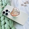 Ksadiye Expandiing Moblile Cell Phone Grip Heart Shape Glass Holder for Smartphones, Cellphone Collapsible Stand（ Rose Gold