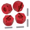 Aluminum RC Front & Rear Wheel Hubs Hex 12mm Upgrade 1654 for 1/10 Traxxas 4X4 Slash Hoss Stampede Rustler 4WD (Red)