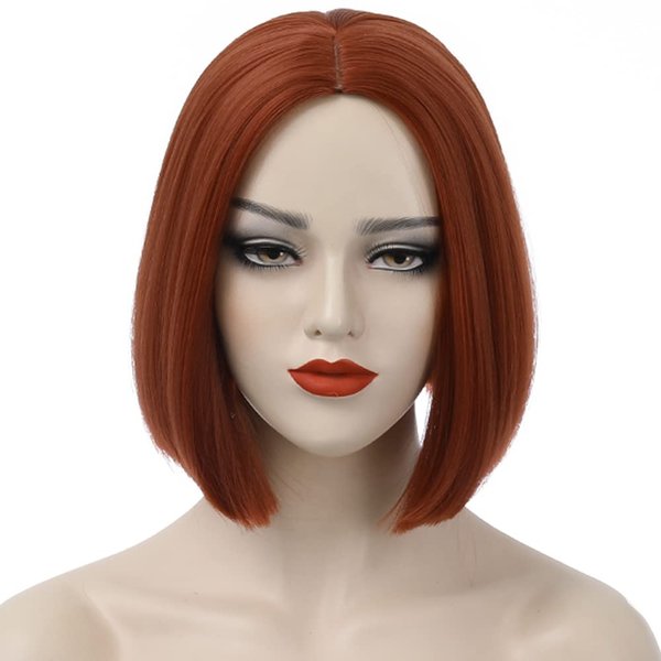 Ufindcos Ginger Wig Bob Wig Short Straight Hair Wigs Middle Part for Women Girls Synthetic Heat Resistant Halloween Costume Party Wig with Wig Cap