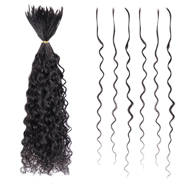Pre-Divided Human Braiding Hair for Boho Braids Water Deep Wave Human Hair Bulk for Braiding Curly Human Hair for Boho Locs Boho Crochet Braids Human Hair Extensions (1B, 16"-80Strands)