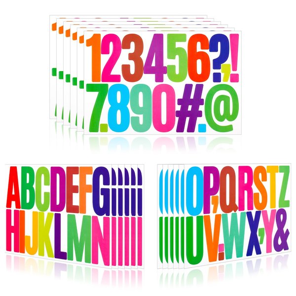 Bulletin Board Letter Stickers Alphabet - 288 Pcs 18 Sheets 3 Inch LLEWYN Self Adhesive Waterproof Vinyl Letter Stickers for Mailbox,Bulletin Board,Window,Door,Sign,Address Number(3 Inch) (Colorful)