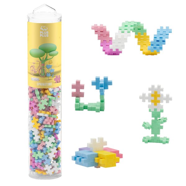 PLUS PLUS 240 Piece Interlocking Building Blocks for Kids, Open Ended Connecting Toys, STEM Bin Classroom Mini Manipulatives - Spring Mix Play Tube