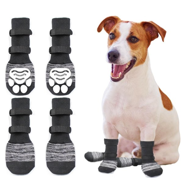 Anti Slip Paw Protectors Dog Socks,Double Side Non-Slip Dog Socks with Adjustable Straps,Traction Control for Indoor on Hardwood Floor Wear (A, S)