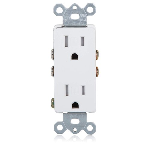Maxxima Tamper Resistant Duplex Receptacle - Standard Decorative Electrical Wall Outlet 15A White, 3 Prong Outlet, Easy Install, Ideal for Contractors or Residential Use, UL Listed - 10 Pack