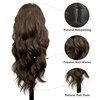 Romantic Angels Brown Wig with Bangs for Women Long Wavy Brown Highlight Wigs Natural Synthetic Wigs for Girls Daily Party Use 26 Inches