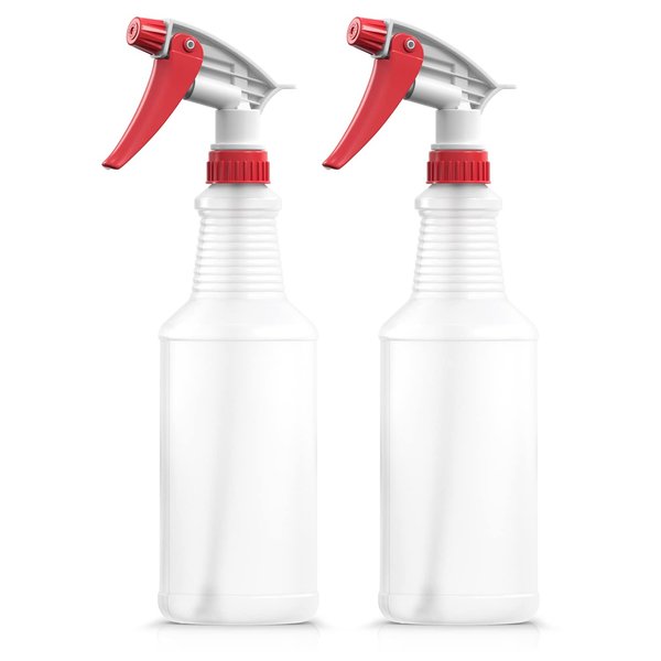 Bar5F Empty Plastic Spray Bottle (2 Pack, 24 Oz, All-Purpose) Chemical and Cleaning Solutions Adjustable Head Sprayer Fine Mist to Stream Spraying