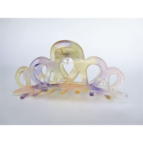 Generic Yellow purple and pink marbled hair claw clip medium fine hair