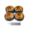 Abendor 4Pcs Rc Drift Wheels and Drift Tires for 1/28 Wltoys K969 K989 P929, Alloy Rc Drift Car Wheels with Hard Rubber Tires for 1/28 Kyosho Mini-Z Mini-Q HGD1 HGV1(Gold)