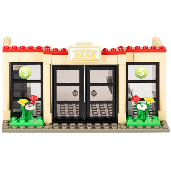 Building Toys Bricks City MOC Bank ATM Teller Desktop Setup Flowers Great 10 X 20 Studs Baseplate