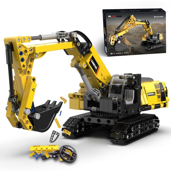 STEM Building Toys for 6 7 8 9 10 11 12 + Year Old Boys Gifts,Excavator Model Building Blocks Kit,Educational Learning Toys Construction Engineering Vehicle Digger Sets Birthday Gift for Kids(467 Pcs)