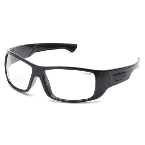 Pyramex Furix Safety Glasses Black Frame Clear Anti-Fog Lens