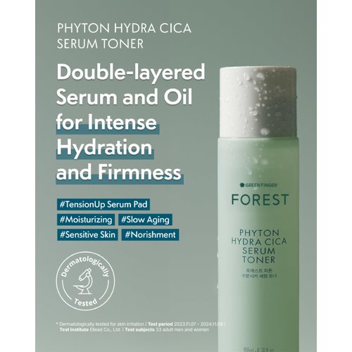 Forest Phyton Hydra CICA Serum Toner 6.76fl.oz, Moist Oil Double Layered, Long Lasting Hydration, Glowing Skin, Clean Beauty, Korean Skin Care
