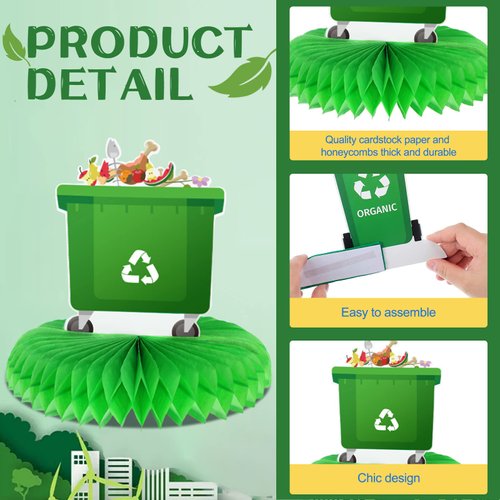 9 Pcs Garbage Truck Birthday Party Supplies Trash Truck Honeycomb Centerpieces Birthday Party Decorations for Tables Decors