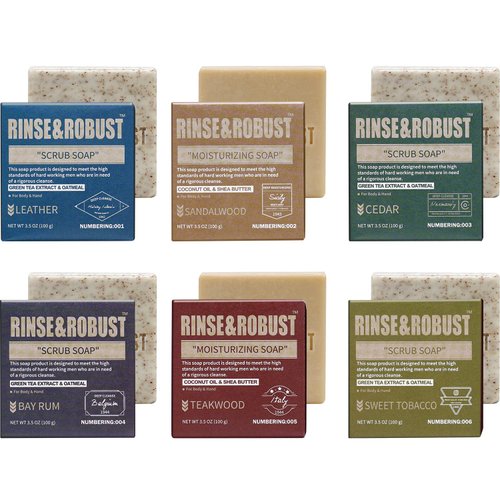 Rinse & Robust Mens Bar Soap Natural Handmade Cleansing Bar Soap Set