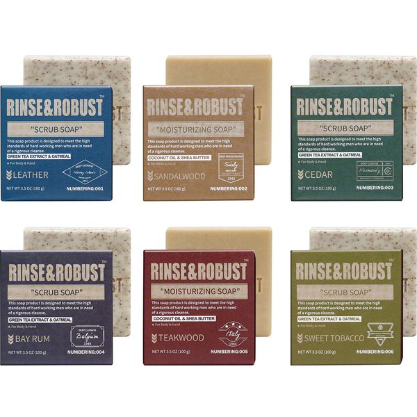 Rinse & Robust Mens Bar Soap Natural Handmade Cleansing Bar Soap Set