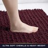 Walensee Bathroom Rug Non Slip Bath Mat (24x17 Inch Burgundy) Water Absorbent Super Soft Shaggy Chenille Machine Washable Dry Extra Thick Perfect Absorbant Best Small Plush Carpet for Shower Floor