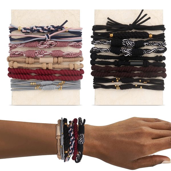 YONOY 20 Pcs Boho Hair Ties for Women, 5 Styles Cute Hair Tie Bracelet for Thin and Thick Hair/Pony Tails, Hair Tie Bracelets No Damage Hair Elastics