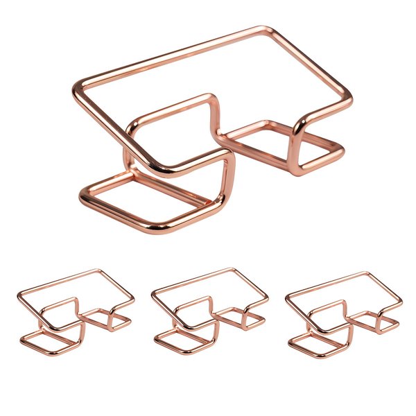 Desktop Business Card Holder, Metal Business Card Holder Display, Business Card Stands for Desk, 4 Pack, Rose Gold