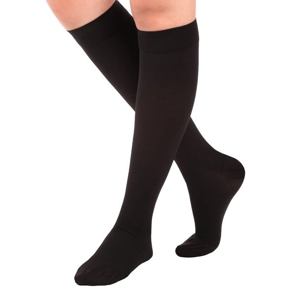 Made in USA - Opaque Compression Socks for Women and Men 30-40mmHg - Graduated Support Compression Stockings for Post Surgery Recovery - Black, Small - A301BL1