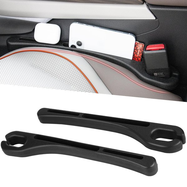 acetek Car Seat Gap Filler 2 Pack, Gap Stopper Universal Fit Fill Gap Between Seat and Console, Car Seat Gap Filler with Built-in Recessed Storage Organizer
