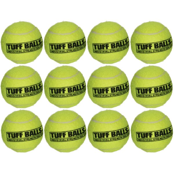 PetSport Yellow Tennis Ball Dog Toys | 12 Pack Small (1.8") Pet Safe Durable Felt & Rubber Junior Tuff Balls | Play Fetch, Launch, Chuck or Toss at Dog Park