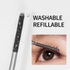 Erinde Brown Washable Metal Mascara, Waterproof Curling Iron Wand Mascara, Bristleless Metal Mascara Rod Brush, Super Voluming Eyelash, Metal Wand Mascara, Long Lasting Smudge-Proof No Flaking Tint