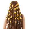 Kunyeah Flower Headband for Girl Daisy Tassel Headpiece Bohemian Hair Band Floral Bandana Party Hair Accessories for Women (Yellow)