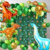 AIBIIN 95pcs Dinosaur Birthday Party Decorations for Boys Jungle Safari Dinosaur Foil Fringe Curtain Birthday Balloon Arch Garland Kit Three Rex T-Rex Birthday Baby Shower Party Decorations Balloons
