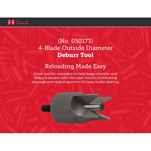 Hornady 4 Blade Outside Diameter Deburring Tool 050173 - Case Prep Reloading Tool Removes Burrs from The Case Mouths for Accurate Bullet Seating -Chamfer Tool Bit for Use with Case Prep Tools
