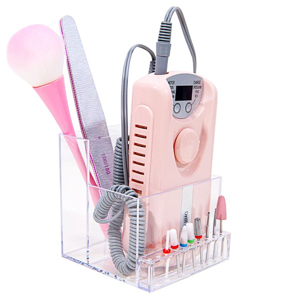 LXIANGN Nail Drill Machine & Bits Holder Storage Case,Transparent 10 Holes Nail Drill Grinding Bit Organizer Nails Manicure Tools Display Box for Nail Salon (Clear)