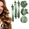 EwiutoijngiQanNew Satin Heatless Hair Curler,Hair Rollers for Heatless Curls with Hair Caps,Soft Heatless Curling Rod Headband for All Hair Types,No Heat Curling to Sleep in Overnight (4-Olive green)