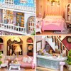 Roroom DIY Miniature and Furniture Dollhouse Kit,Mini 3D Wooden Doll House Craft Model with LED,Creative Room Idea for Valentine's Day Birthday Gift(Romantic Castle-D018)
