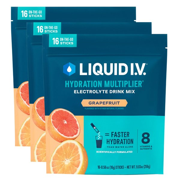Liquid I.V.® Hydration Multiplier - Grapefruit | Electrolyte Powder Drink Mix | 3 Pack (48 Servings)
