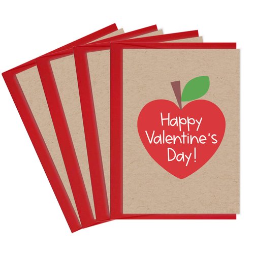 Tiny Expressions Valentine's Day Cards for Teachers | 4 Teacher Valentine Cards with Envelopes | Made in the USA