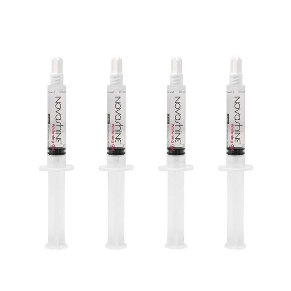 Novashine Teeth Whitening Gel Syringe Refill Pack (4) 5ml Syringes, 3 Month Supply, No Sensitivity, Use with Novashine LED Light