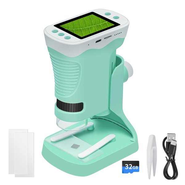Microscope for Kids,Mini Kids Microscope Education Toys with 2.4 Inch Screen and 32GB SD Card,Digital Microscope, Christmas Birthday Gifts for Age 3 4 5 6 7 8 Girls&Boys