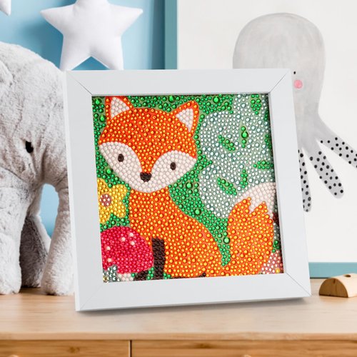 yohuu 5D Diamond Art Kit for Kids 7.1"X7.1" with Wooden Frame Arts and Crafts for Kids Ages 6-8-10-12 Easy to DIY Mosaic Gem Dots Painting by Number Kit Home Wall Decoration