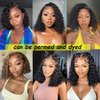 Recomtic Bob Wigs Human Hair Wet and Wave Lace Front Short Curly Wigs for Black Women Water Wave 4x4 Closure Wigs Human Hair with Baby Hair 150% Density Natural Color 10Inch