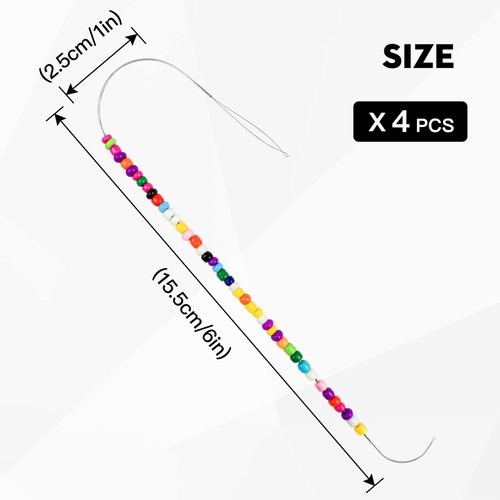 The INDIVSHOW Clay Seed Three Generation 4 Pcs Big Eye Curved Beading Needles,Stainless Steel Bead Spinner Needles for Bracelet Necklace Jewelry Making (Needle)