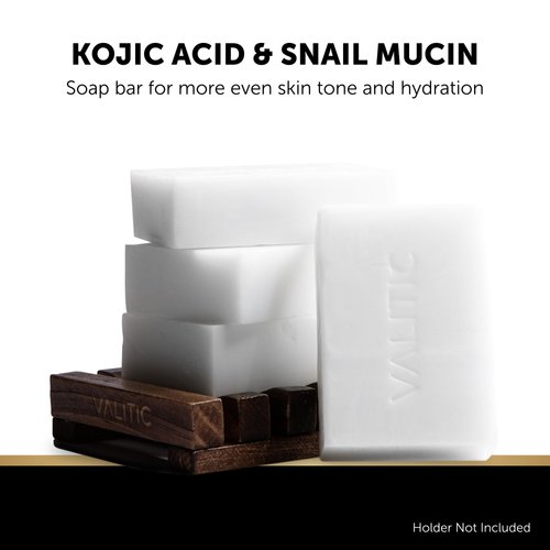 VALITIC Snail Mucin Kojic Acid Bar Soap Dark Spot Corrector – with Snail Secretion for Intense Hydration and Moisturization – 4 Pack