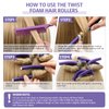 30 Pieces Flexible Curling Rods Twist Foam Hair Rollers Soft Foam No Heat Hair Rods Rollers and 1 Steel Pintail Comb Rat Tail Comb for Women Girls Long and Short Hair (Purple, 9.45 x 0.47 Inch)