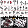 84 Pcs 3D Black Halloween Nail Charms and Gems, Multi Shapes Black Spider Snake Skull Hand Skull Cross Gems Design Vintage Gothic Halloween Nail Jewelry for Halloween Holiday Nail Art DIY