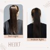 Hetto Brown Ponytail Hair Extensions Human Hair 20 Inch 100g Wrap Around Ponytail Extensions Real Hair #2 Darkest Brown Clip in Ponytail Human Hair
