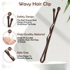 AOZUO Mini Bobby Pins, 50PCS 1.37 Inch Small Curved Hair Pins Metal Wavy Hairpins Hair Accessories for Women Gilr Kids Wedding Hairstyles Buns Long Straight Curly Hair All Hair Types(Brown)
